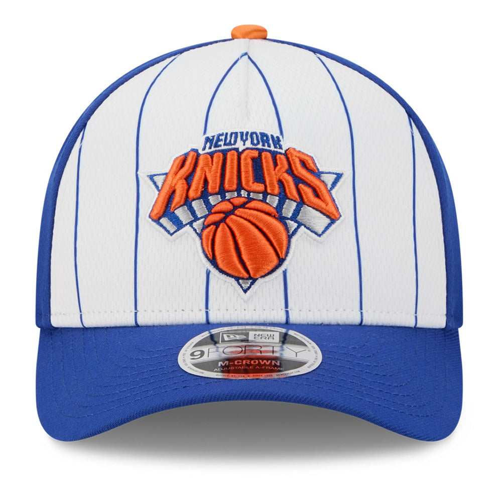 New York Knicks 2025 NBA Tip Off M-Crown A-Frame 9FORTY Adjustable Hat White/Blue - New Era