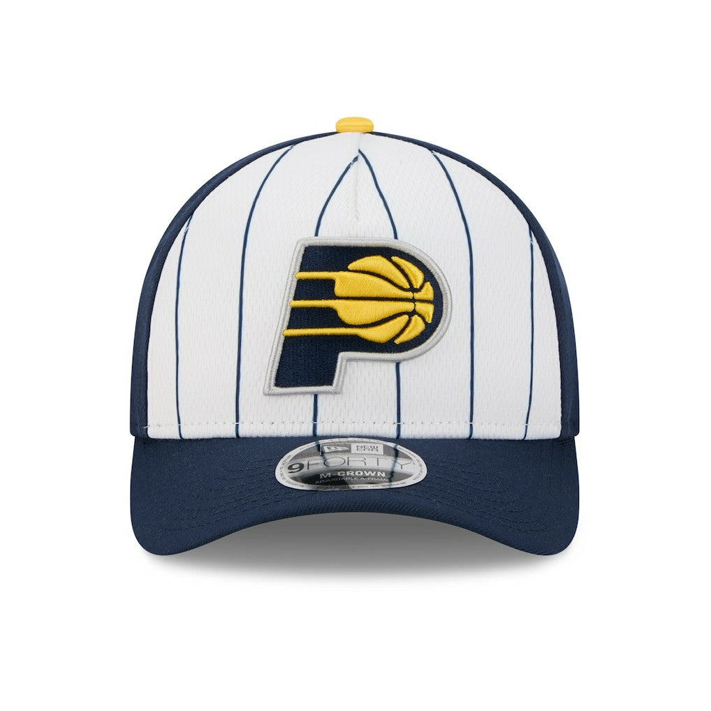 Indiana Pacers 2025 NBA Tip Off M-Crown A-Frame 9FORTY Adjustable Hat White/Navy - New Era