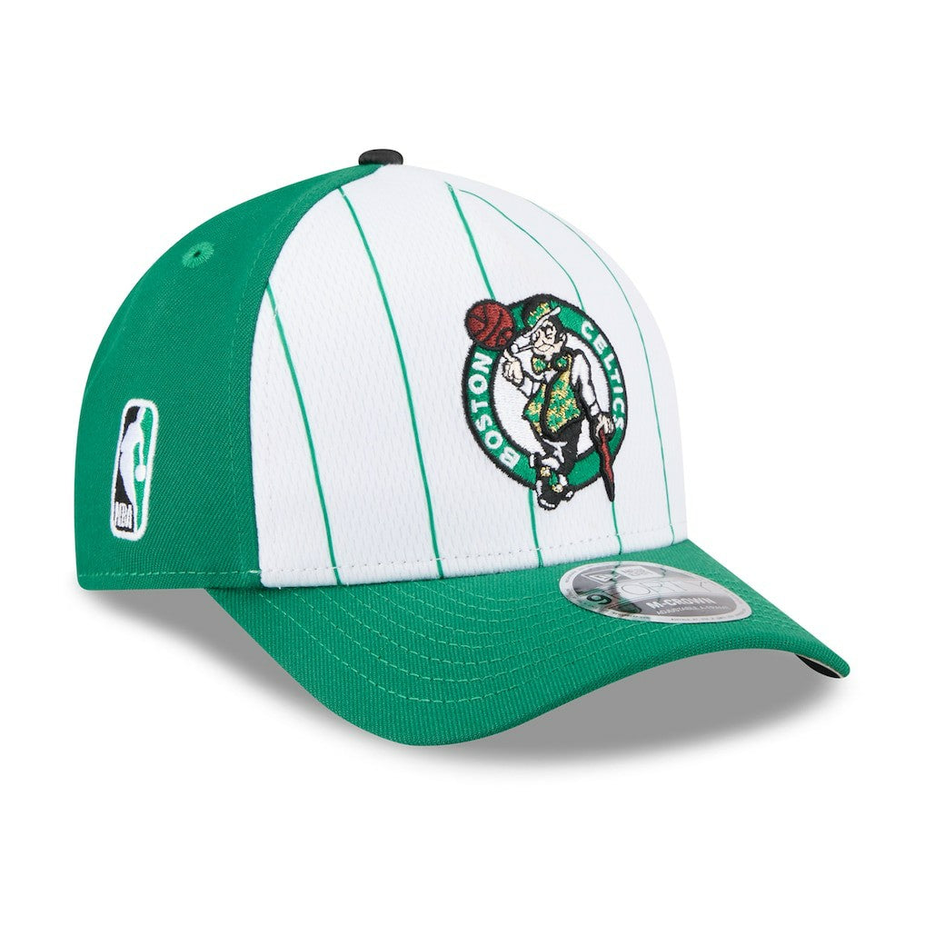 Boston Celtics 2025 NBA Tip Off M-Crown A-Frame 9FORTY Adjustable Hat White/Kelly Green - New Era