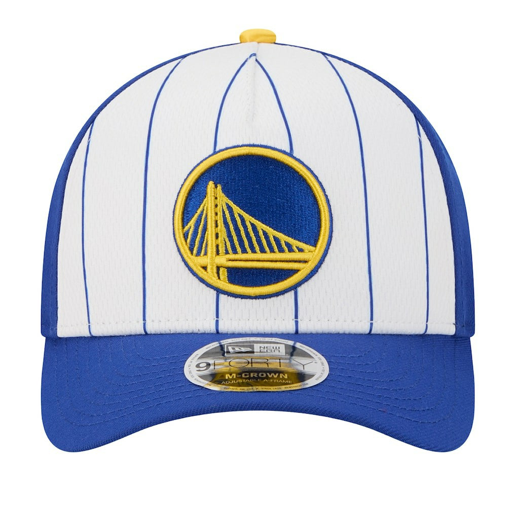 Golden State Warriors 2025 NBA Tip Off M-Crown A-Frame 9FORTY Adjustable Hat White/Royal - New Era