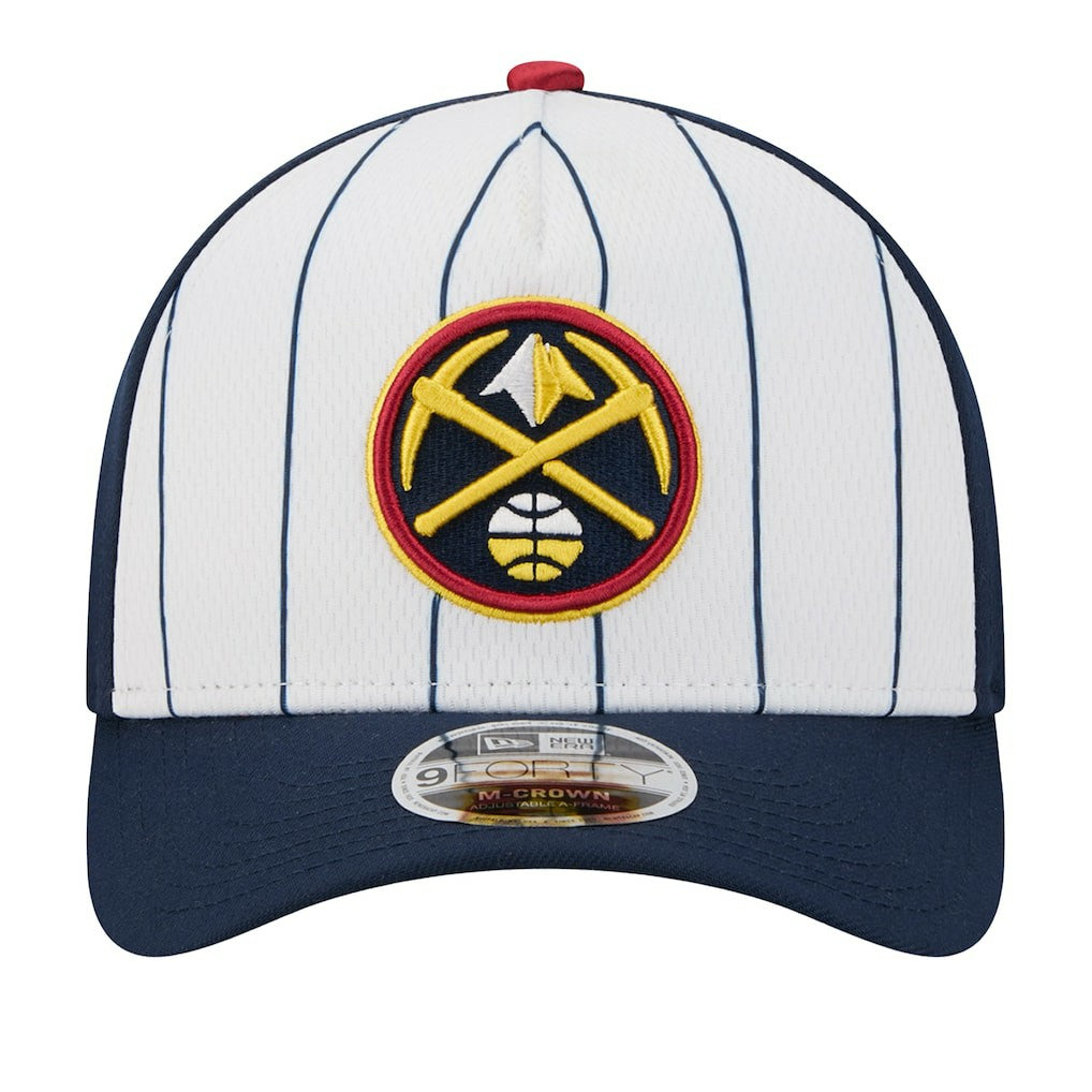 Denver Nuggets 2025 NBA Tip Off M-Crown A-Frame 9FORTY Adjustable Hat White/Navy - New Era