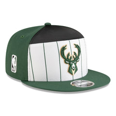 Milwaukee Bucks 2025 NBA Tip Off Split Panel 9FIFTY Snapback Hat White/Hunter Green - New Era