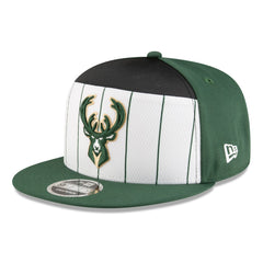Milwaukee Bucks 2025 NBA Tip Off Split Panel 9FIFTY Snapback Hat White/Hunter Green - New Era