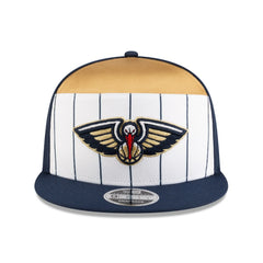 New Orleans Pelicans 2025 NBA Tip Off Split Panel 9FIFTY Snapback Hat White/Navy - New Era