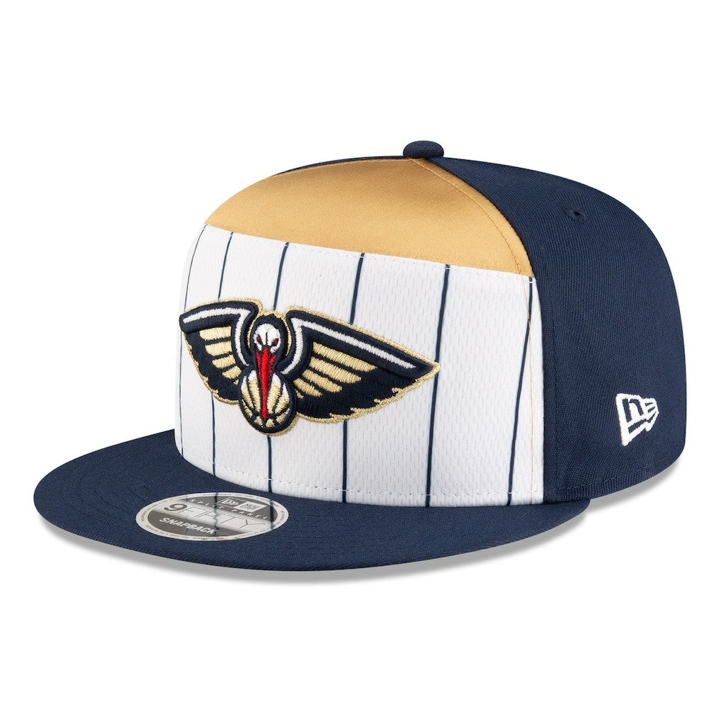 New Orleans Pelicans 2025 NBA Tip Off Split Panel 9FIFTY Snapback Hat White/Navy - New Era