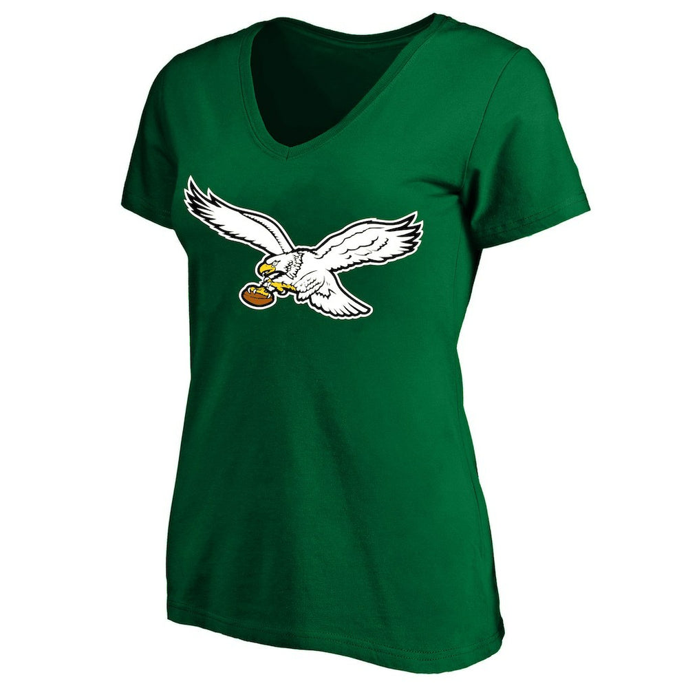 Philadelphia Eagles Women's Plus Size Vintage Logo V-Neck T-Shirt - Kelly Green T-shirts