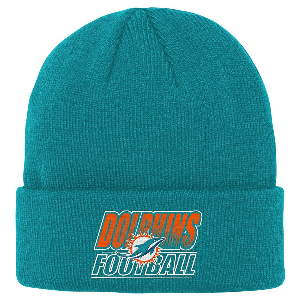 Miami Dolphins Outerstuff Youth Team Gradient Cuffed Knit Hat - Aqua Hats