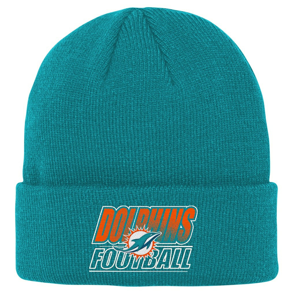 Miami Dolphins Outerstuff Youth Team Gradient Cuffed Knit Hat - Aqua Hats