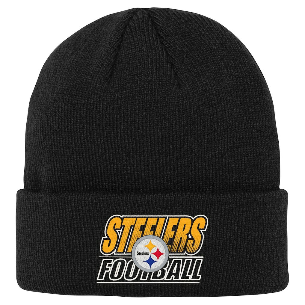 Pittsburgh Steelers Outerstuff Youth Team Gradient Cuffed Knit Hat - Black Hats