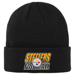 Pittsburgh Steelers Outerstuff Youth Team Gradient Cuffed Knit Hat - Black Hats