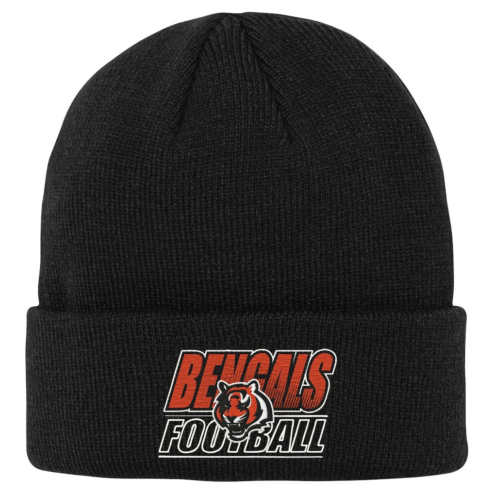 Cincinnati Bengals Outerstuff Youth Team Gradient Cuffed Knit Hat - Black Hats