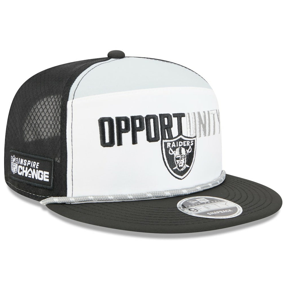 Las Vegas Raiders New Era 2025 Inspire Change Split Panel 9FIFTY Snapback Hat - White/Black Hats