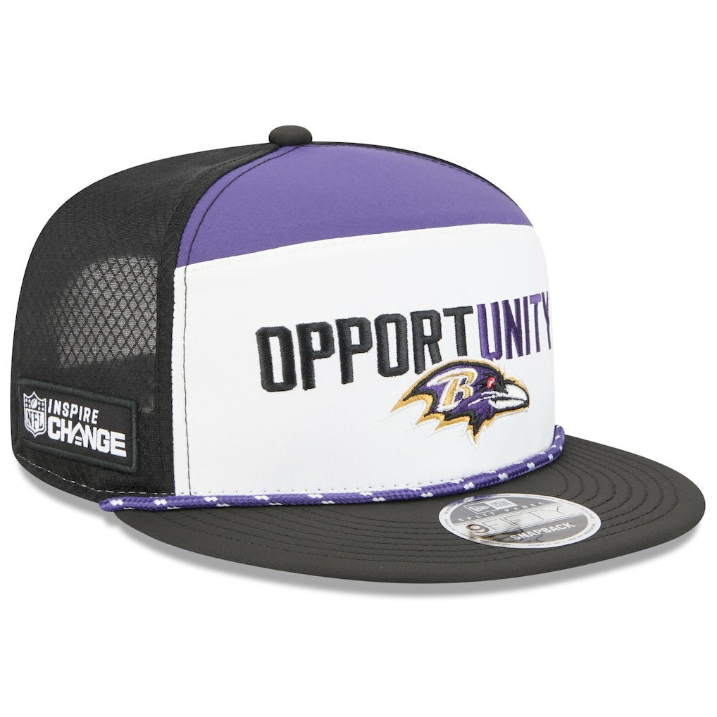 Baltimore Ravens New Era 2025 Inspire Change Split Panel 9FIFTY Snapback Hat - White/Black Hats