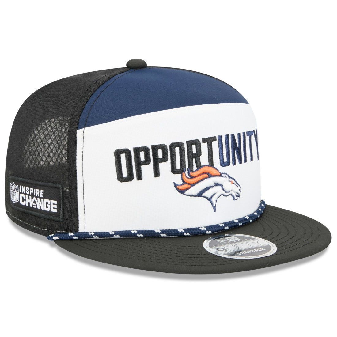 Denver Broncos New Era 2025 Inspire Change Split Panel 9FIFTY Snapback Hat - White/Black Hats