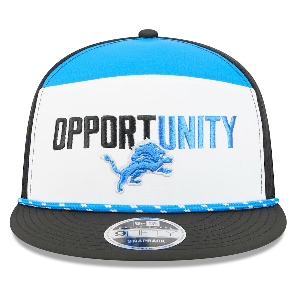 Detroit Lions New Era 2025 Inspire Change Split Panel 9FIFTY Snapback Hat - White/Black Hats