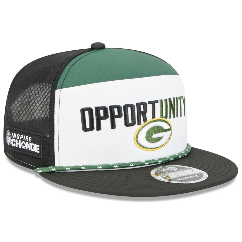Green Bay Packers New Era 2025 Inspire Change Split Panel 9FIFTY Snapback Hat - White/Black Hats