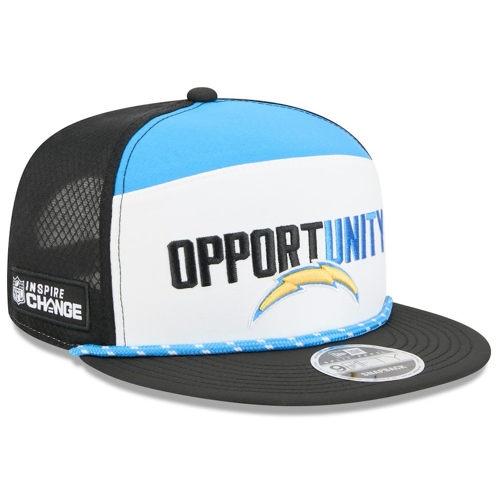 Los Angeles Chargers New Era 2025 Inspire Change Split Panel 9FIFTY Snapback Hat - White/Black Hats