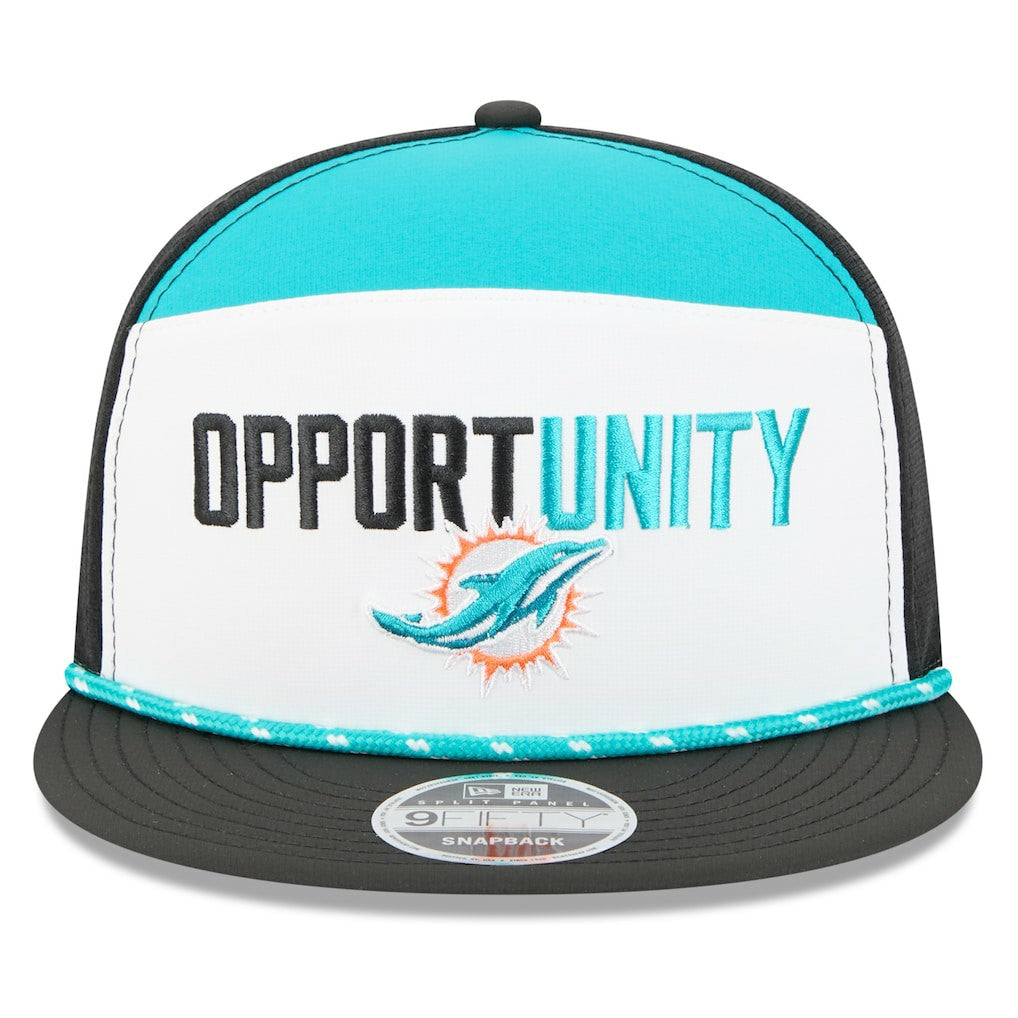 Miami Dolphins New Era 2025 Inspire Change Split Panel 9FIFTY Snapback Hat - White/Black Hats