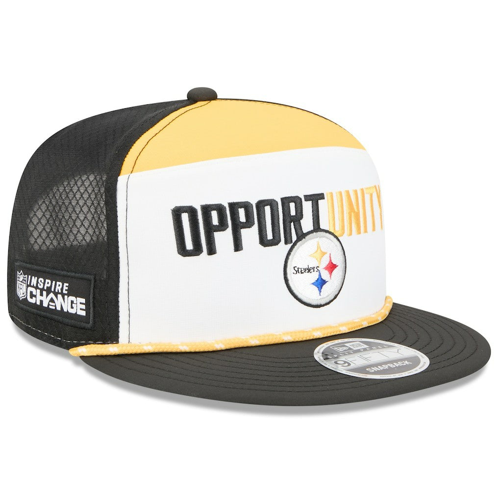 Pittsburgh Steelers New Era 2025 Inspire Change Split Panel 9FIFTY Snapback Hat - White/Black Hats