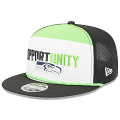 Seattle Seahawks New Era 2025 Inspire Change Split Panel 9FIFTY Snapback Hat - White/Black Hats
