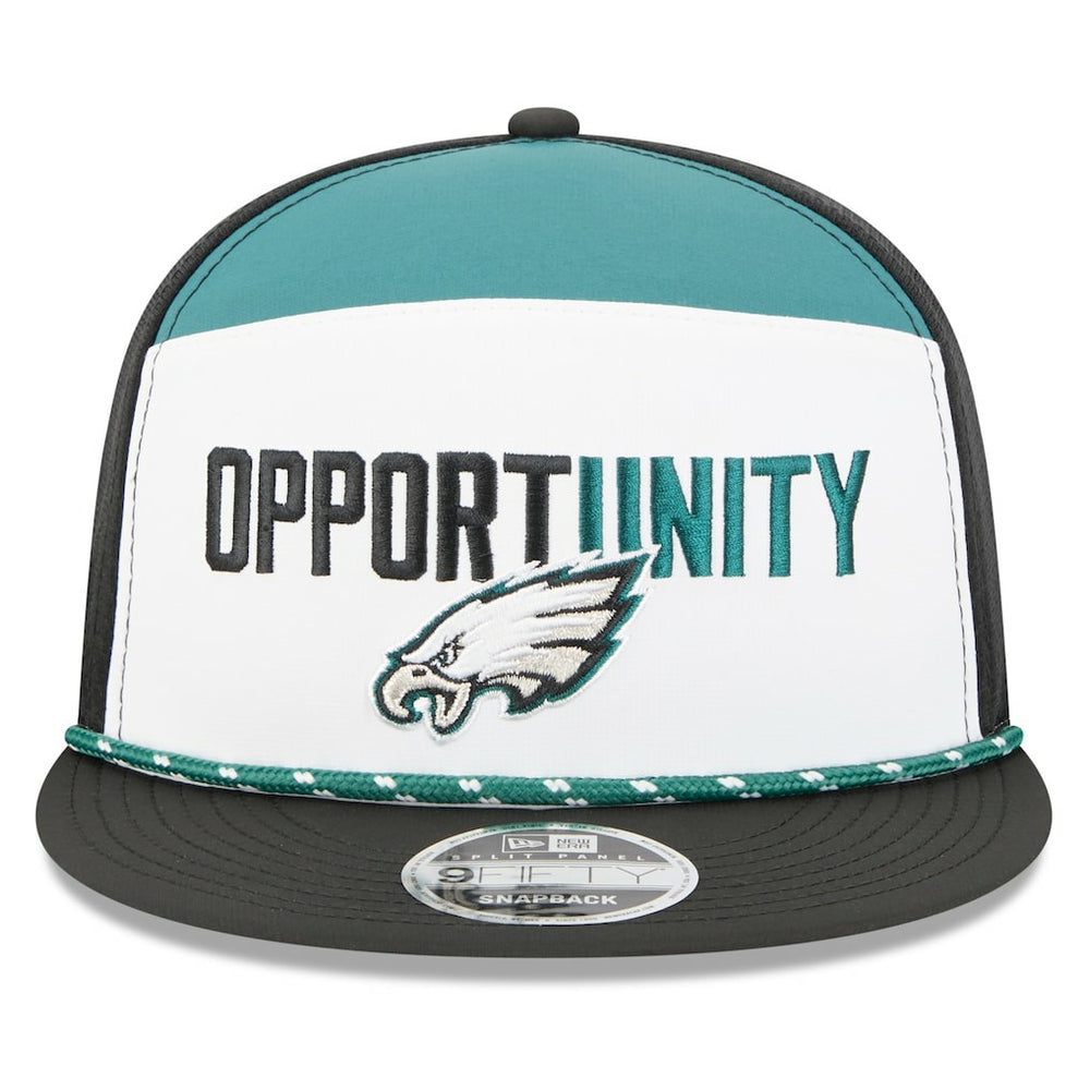 Philadelphia Eagles New Era 2025 Inspire Change Split Panel 9FIFTY Snapback Hat - White/Black Hats