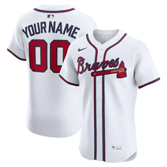 Atlanta Braves Nike Home Elite Custom Jersey - White Jerseys
