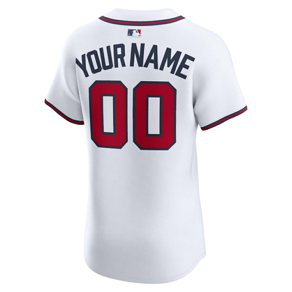 Atlanta Braves Nike Home Elite Custom Jersey - White Jerseys