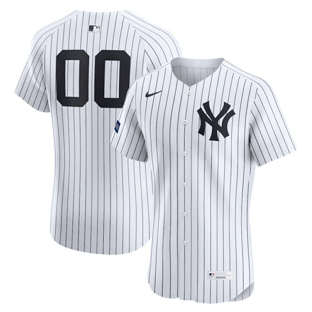New York Yankees Nike Home Elite Sponsor Patch Custom Jersey - White Jerseys