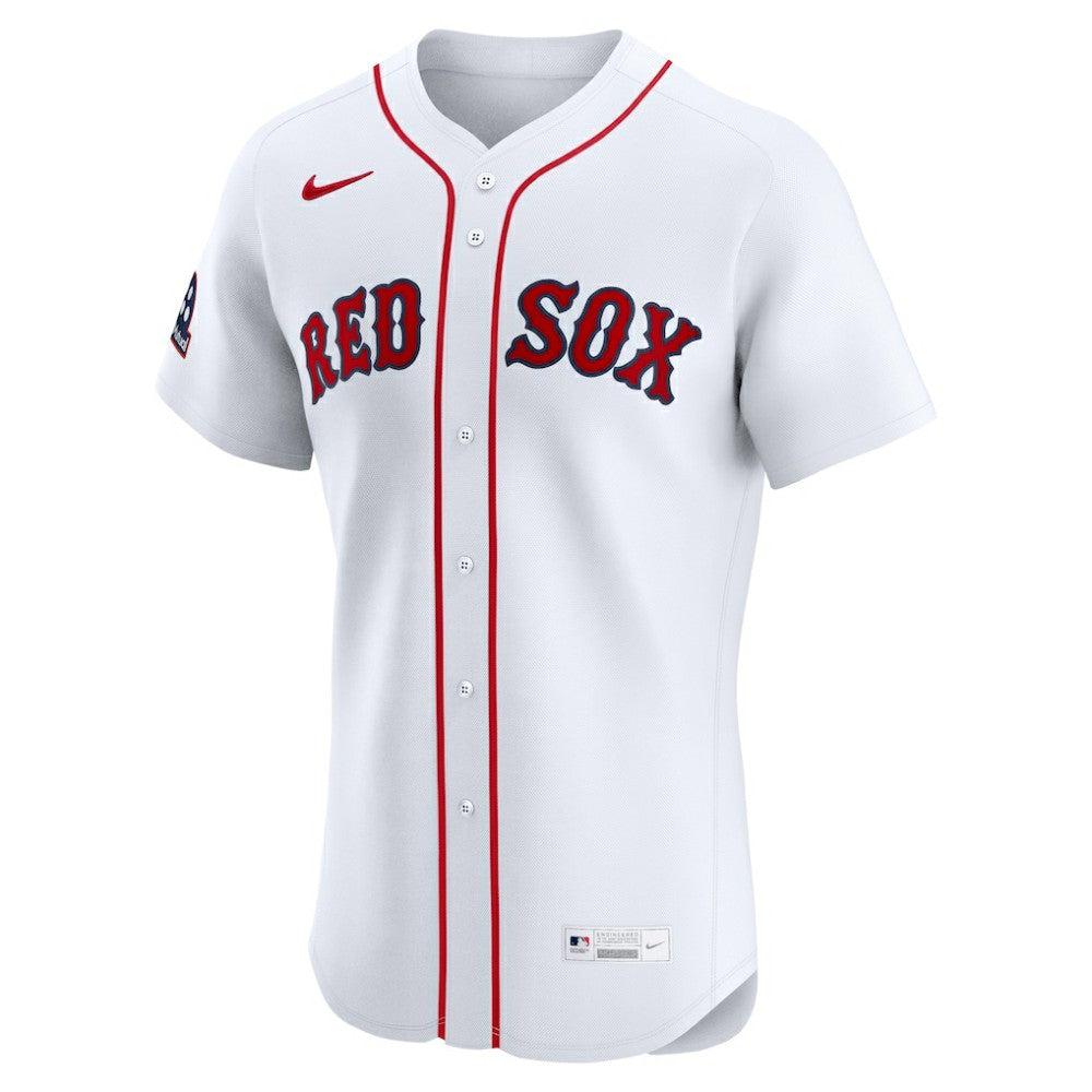 Boston Red Sox Nike Home Elite Sponsor Patch Custom Jersey - White Jerseys