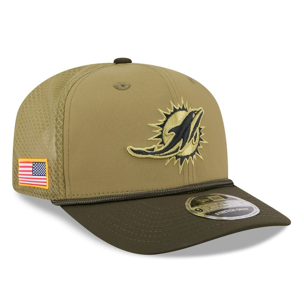 Miami Dolphins New Era 2025 Salute to Service 9SEVENTY Adjustable Hat - Green Hats