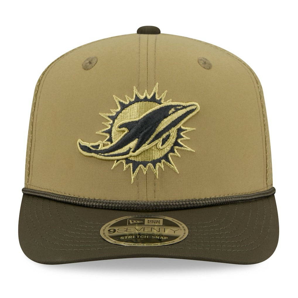 Miami Dolphins New Era 2025 Salute to Service 9SEVENTY Adjustable Hat - Green Hats