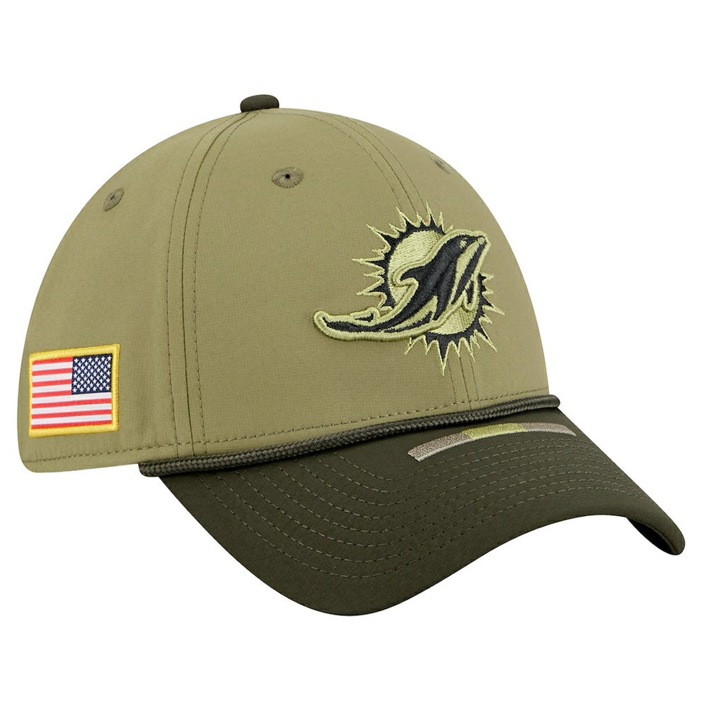 Miami Dolphins New Era 2025 Salute to Service 39THIRTY Flex Hat - Green Hats