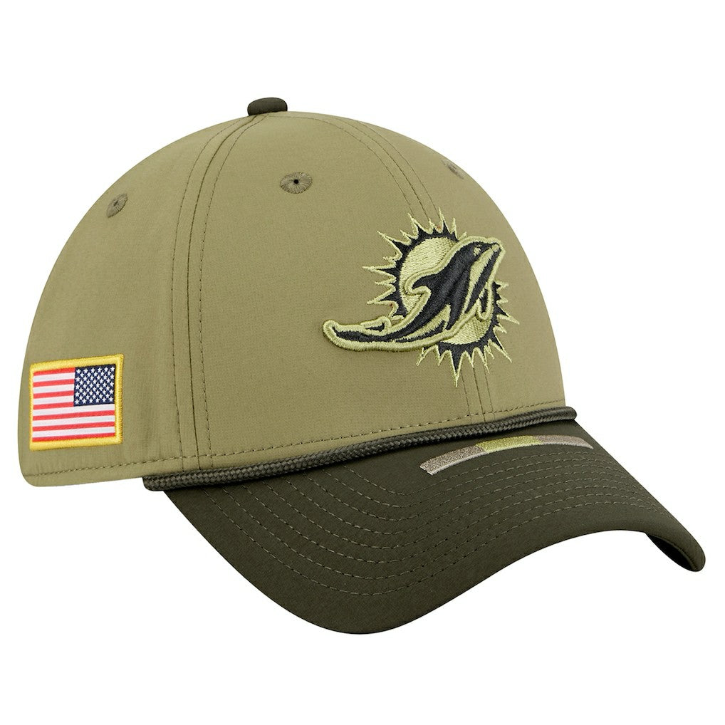 Miami Dolphins New Era 2025 Salute to Service 39THIRTY Flex Hat - Green Hats