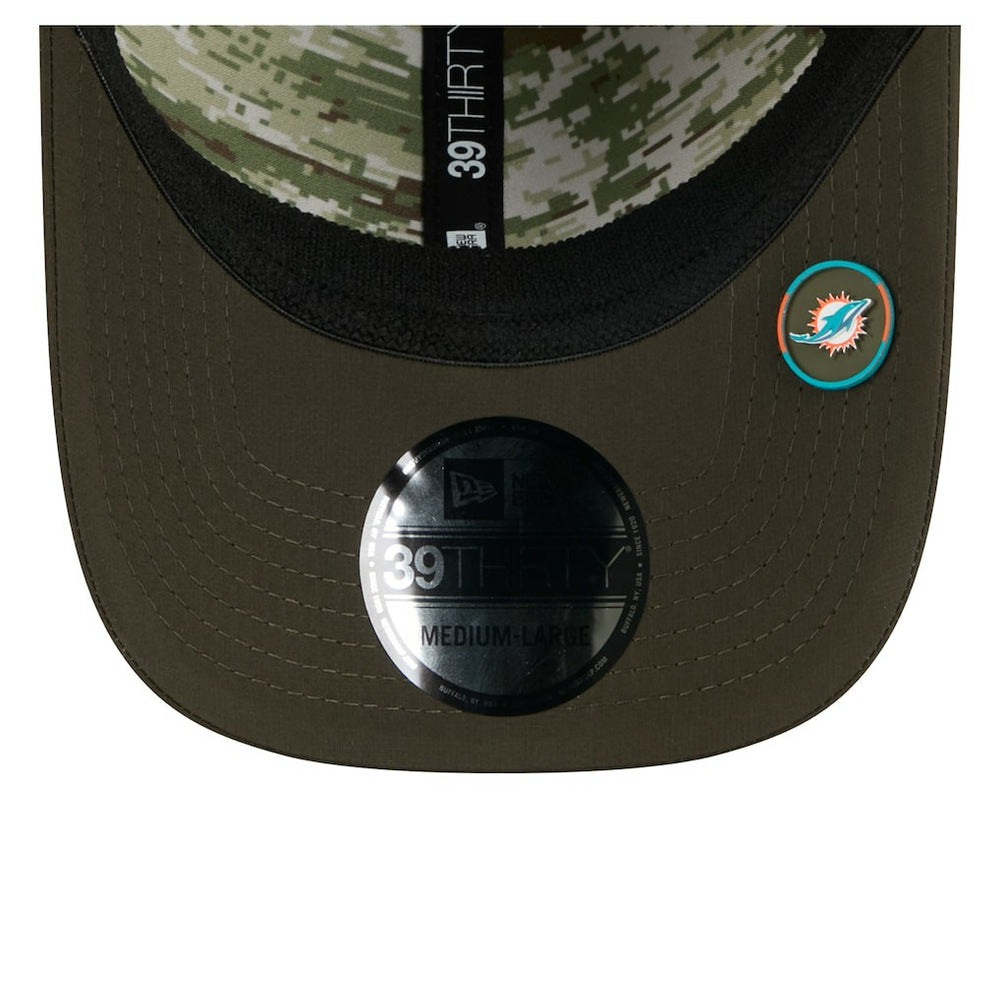 Miami Dolphins New Era 2025 Salute to Service 39THIRTY Flex Hat - Green Hats