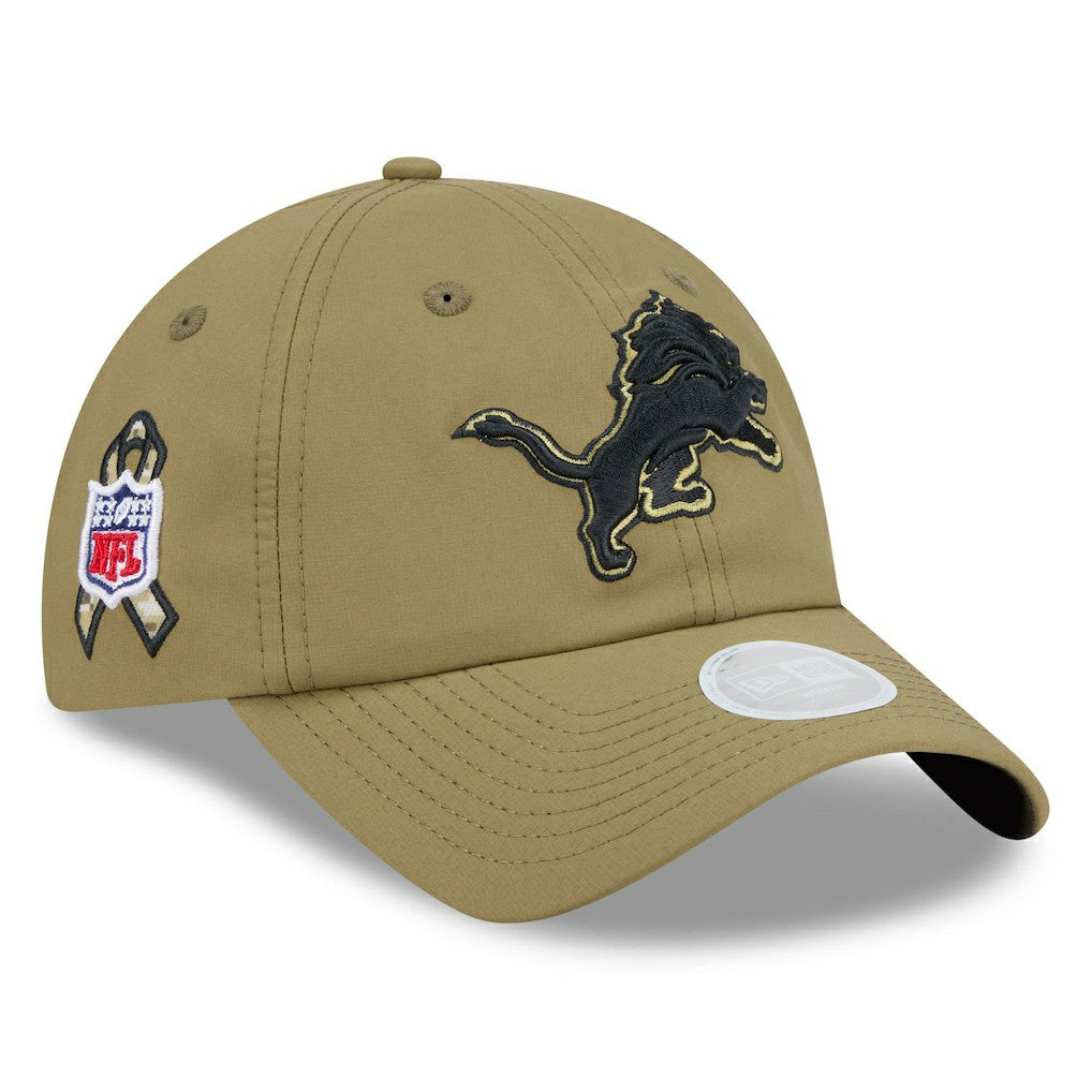 Detroit Lions New Era Women's 2025 Salute to Service Pony Tail Adjustable Hat - Green Hats