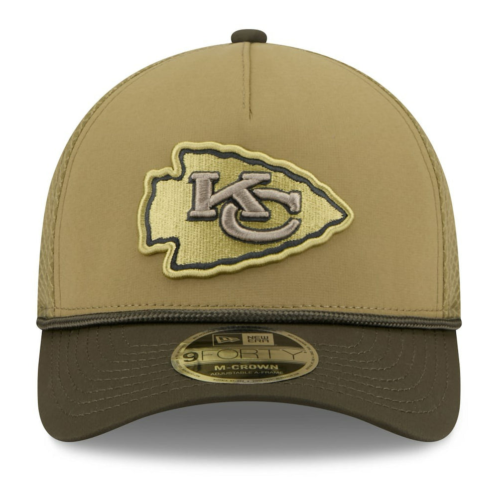 Kansas City Chiefs New Era Youth 2025 Salute to Service 9FORTY A-Frame Adjustable Hat - Green/Dark Green Hats