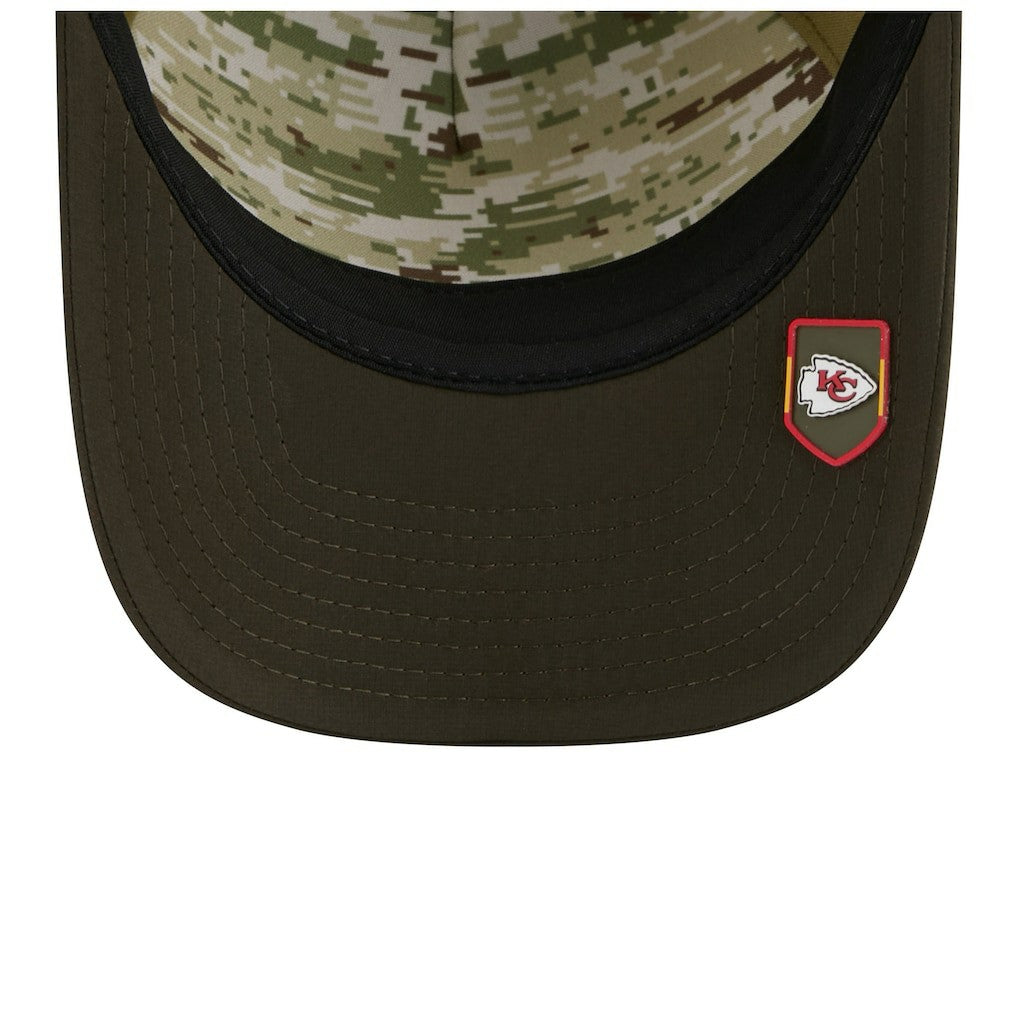 Kansas City Chiefs New Era Youth 2025 Salute to Service 9FORTY A-Frame Adjustable Hat - Green/Dark Green Hats