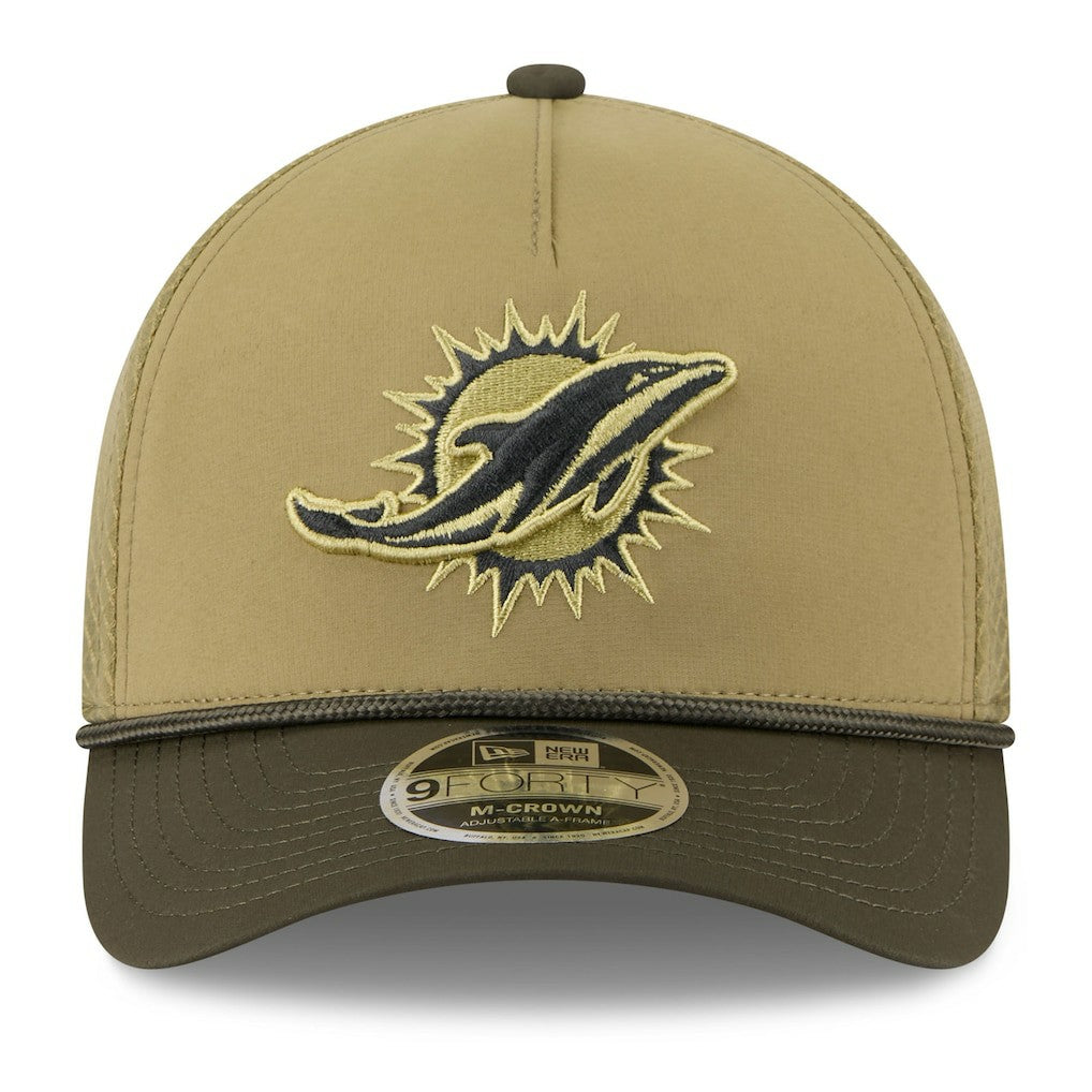 Miami Dolphins New Era Youth 2025 Salute to Service 9FORTY A-Frame Adjustable Hat - Green/Dark Green Hats