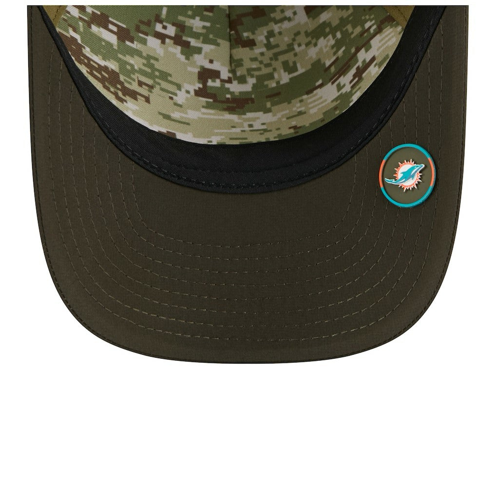 Miami Dolphins New Era Youth 2025 Salute to Service 9FORTY A-Frame Adjustable Hat - Green/Dark Green Hats