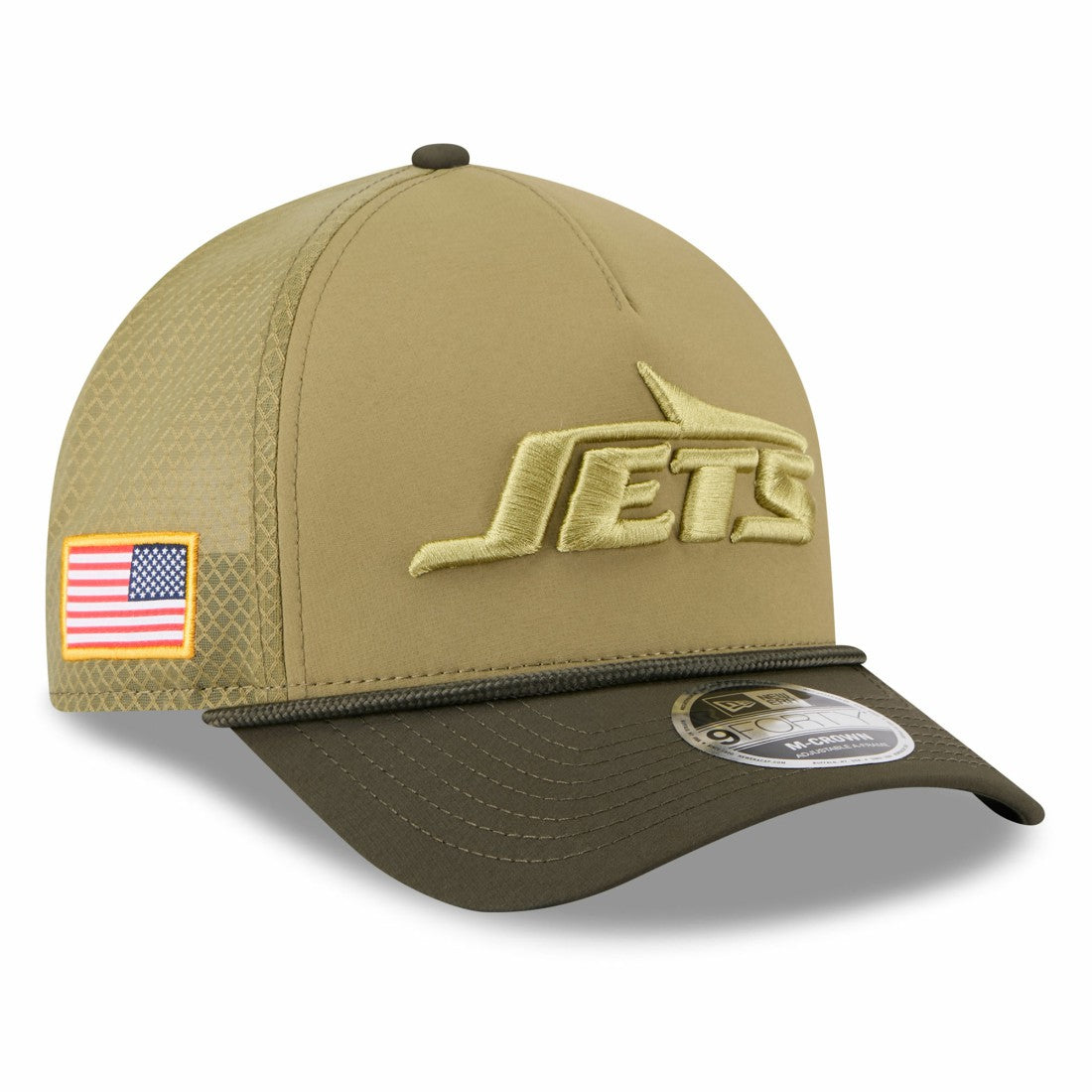 New York Jets New Era Youth 2025 Salute to Service 9FORTY A-Frame Adjustable Hat - Green/Dark Green Hats
