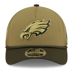 Philadelphia Eagles New Era Youth 2025 Salute to Service 9FORTY A-Frame Adjustable Hat - Green/Dark Green Hats