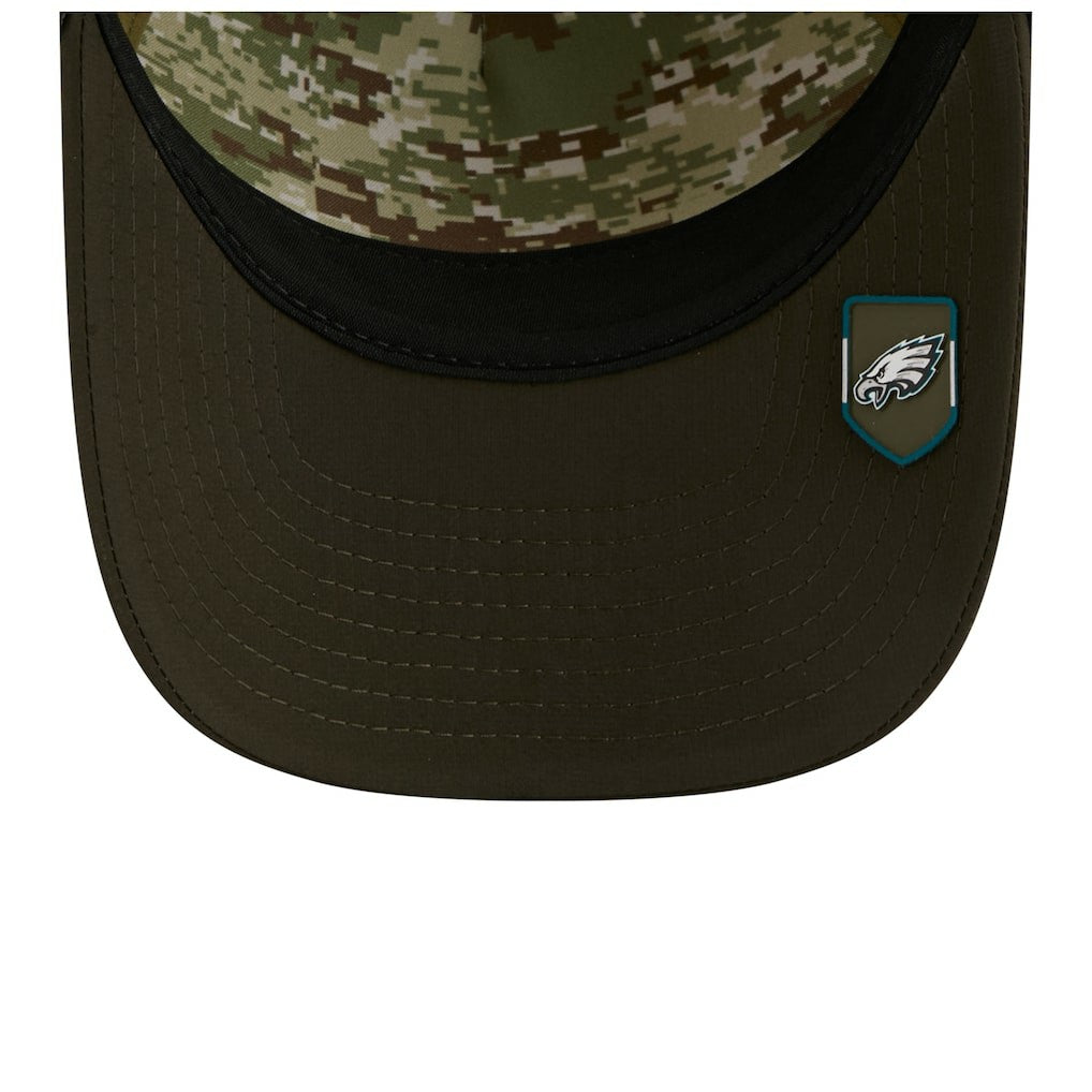 Philadelphia Eagles New Era Youth 2025 Salute to Service 9FORTY A-Frame Adjustable Hat - Green/Dark Green Hats