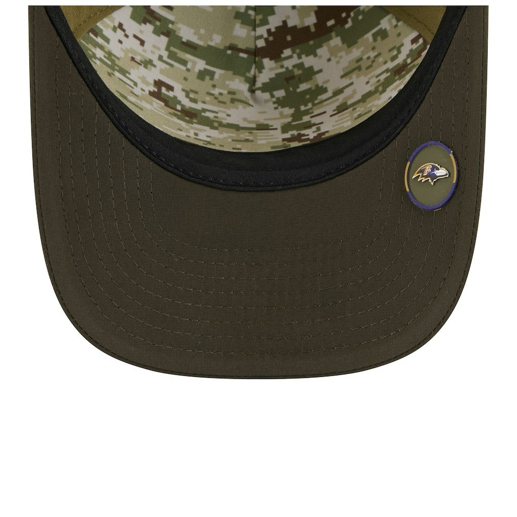 Baltimore Ravens New Era Youth 2025 Salute to Service 9FORTY A-Frame Adjustable Hat - Green/Dark Green Hats