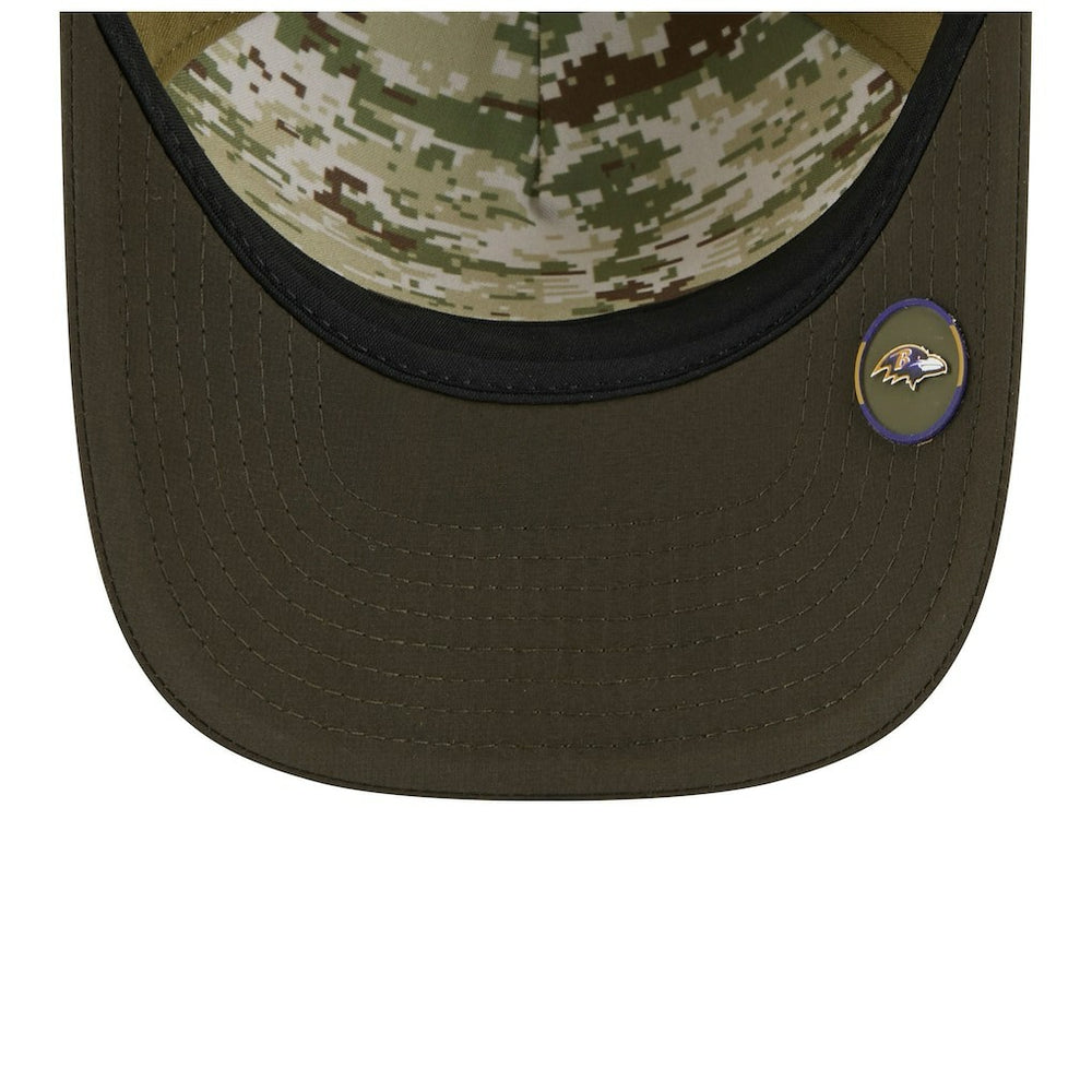 Baltimore Ravens New Era Youth 2025 Salute to Service 9FORTY A-Frame Adjustable Hat - Green/Dark Green Hats