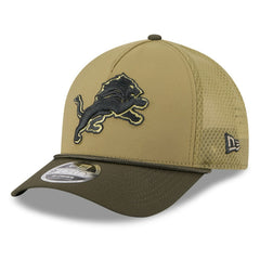 Detroit Lions New Era Youth 2025 Salute to Service 9FORTY A-Frame Adjustable Hat - Green/Dark Green Hats