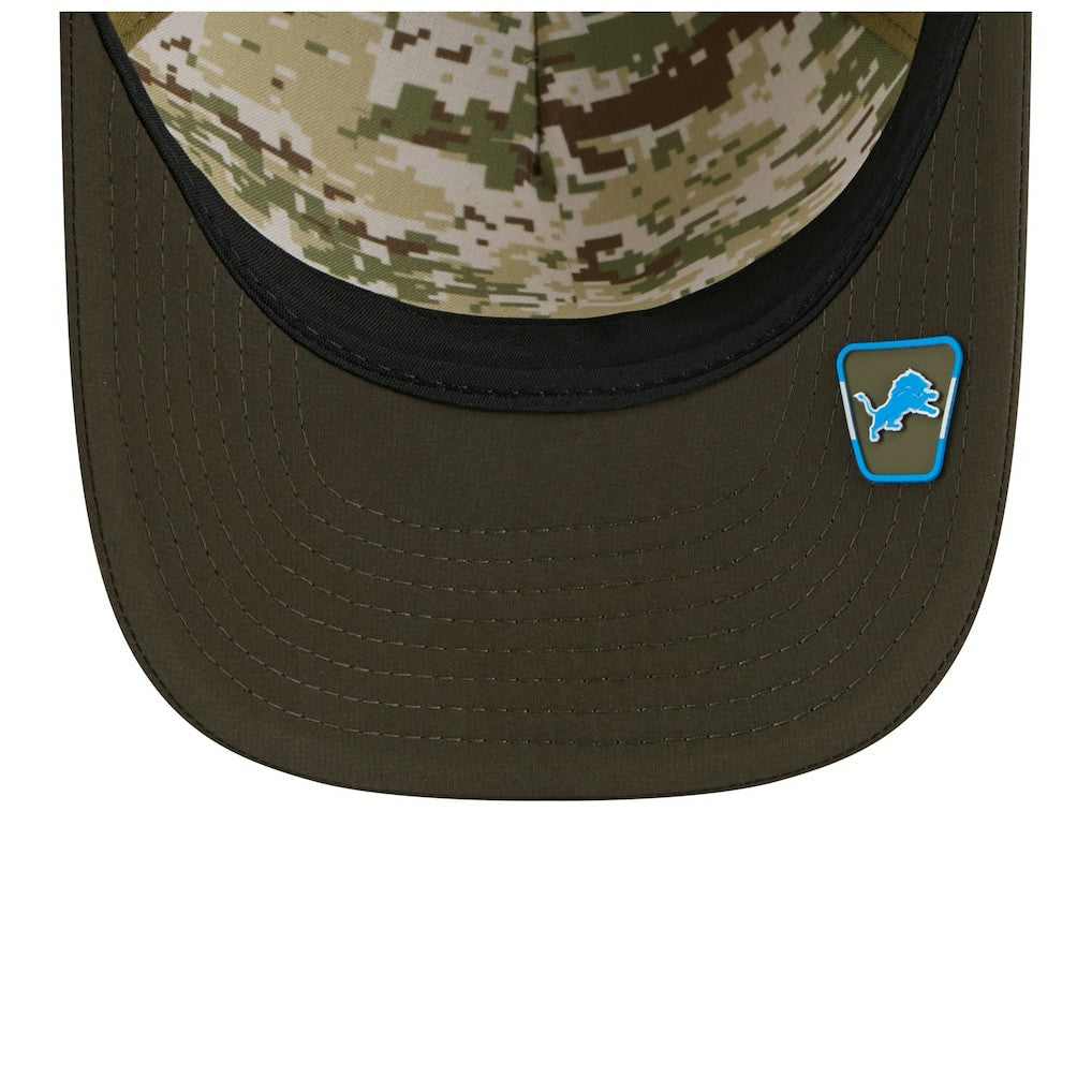 Detroit Lions New Era Youth 2025 Salute to Service 9FORTY A-Frame Adjustable Hat - Green/Dark Green Hats