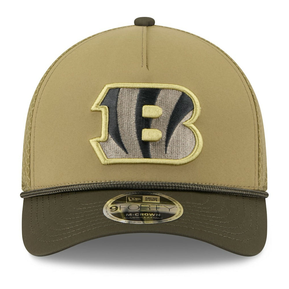 Cincinnati Bengals New Era Youth 2025 Salute to Service 9FORTY A-Frame Adjustable Hat - Green/Dark Green Hats