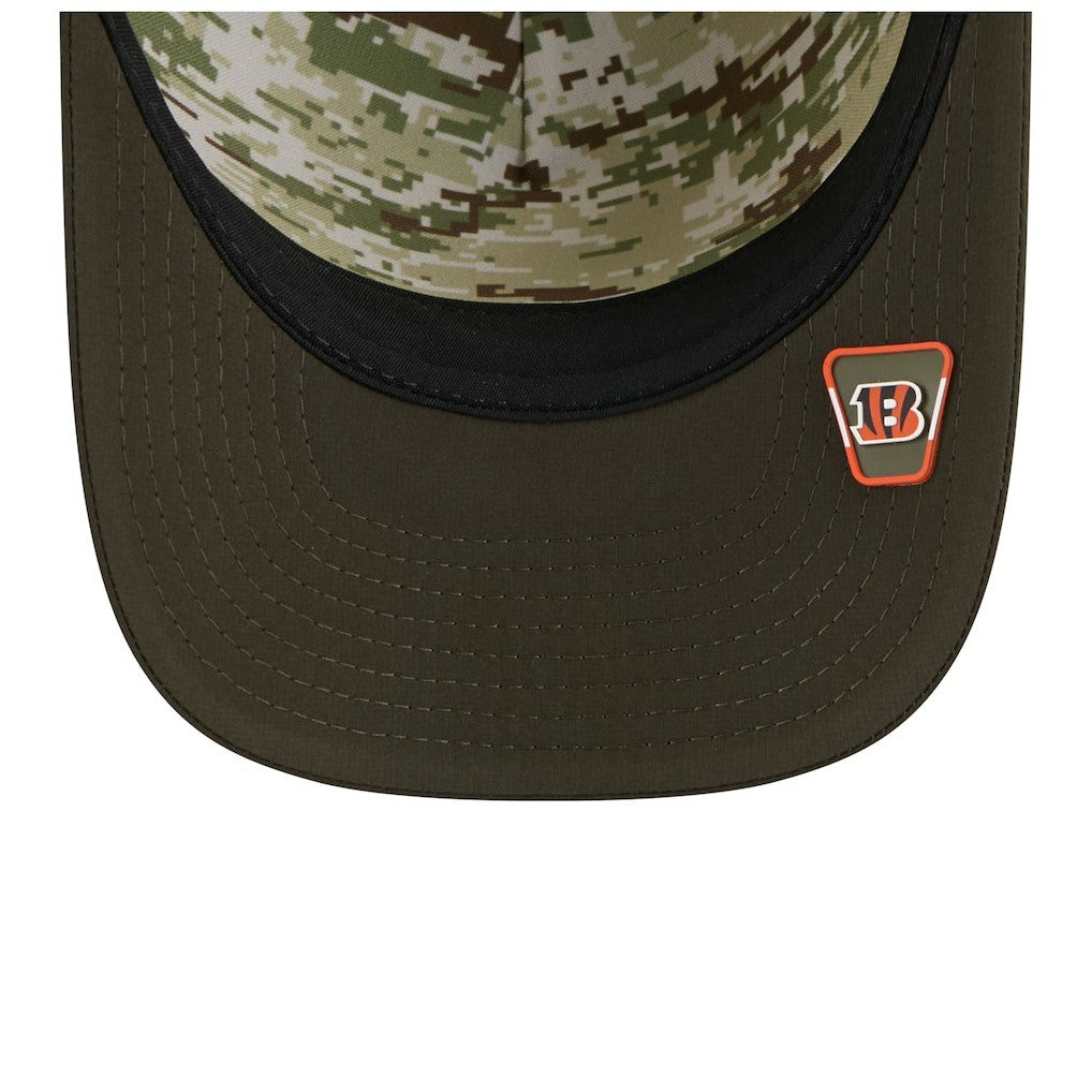 Cincinnati Bengals New Era Youth 2025 Salute to Service 9FORTY A-Frame Adjustable Hat - Green/Dark Green Hats