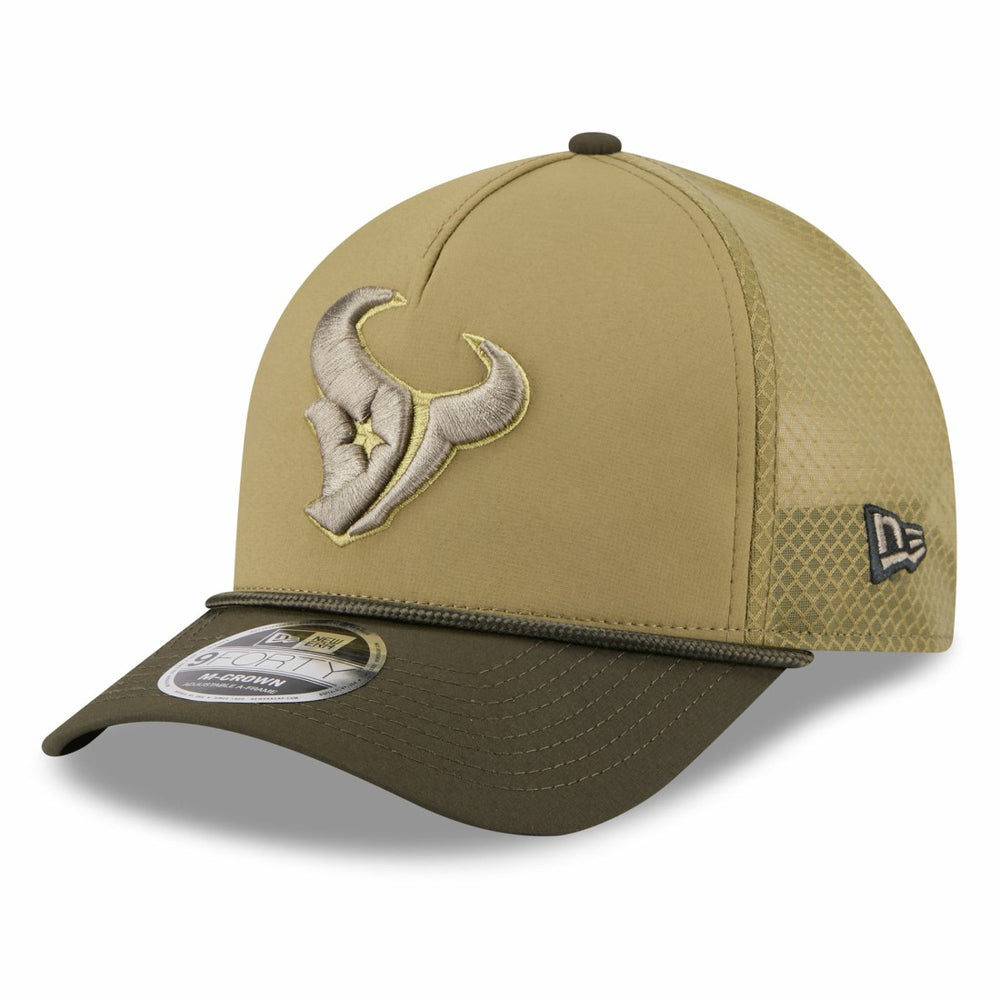 Houston Texans New Era Youth 2025 Salute to Service 9FORTY A-Frame Adjustable Hat - Green/Dark Green Hats