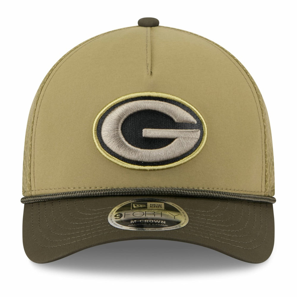 Green Bay Packers New Era Youth 2025 Salute to Service 9FORTY A-Frame Adjustable Hat - Green/Dark Green Hats